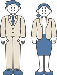 スーツを着て立つ男性と女性