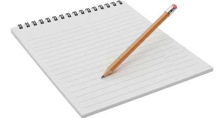 Isolated Blank Notepad with Pencil for Writing and Note-Taking