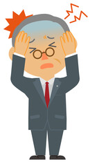 スーツ男性高齢頭痛