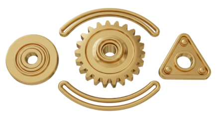 Isolated Golden Spinner Parts with Ornate Design