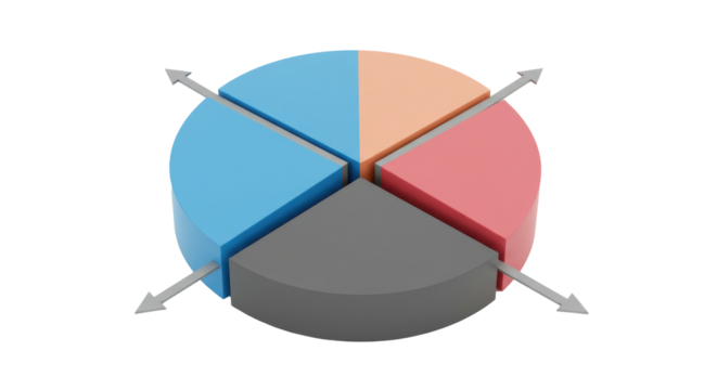 Isolated Multi Colored Exploding Pie Chart Diagram