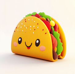 Happy cartoon taco with colorful toppings on a bright background Generative AI