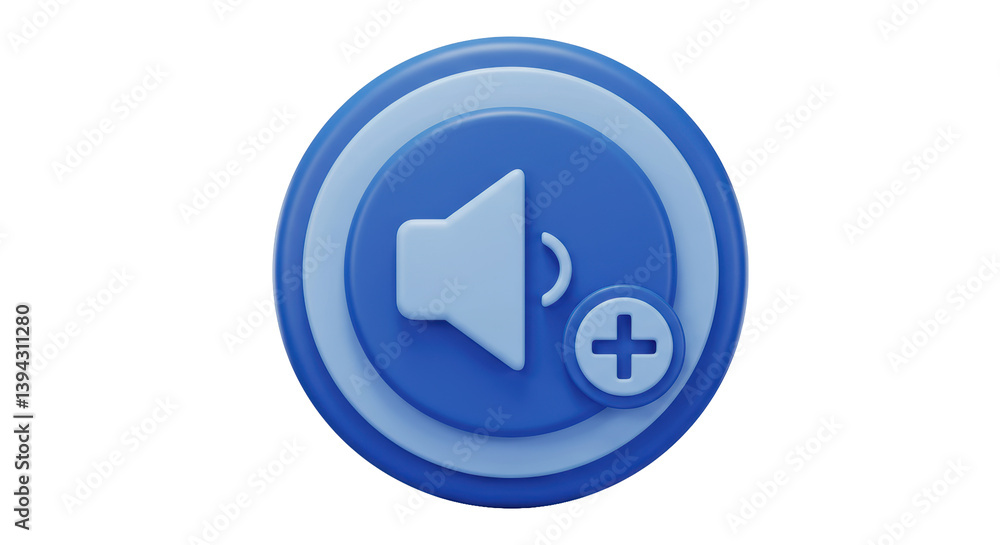 Aufkleber isolated volume control button with plus sign, representing audio increase