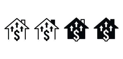 House Price Growing Icon Black and White Minimalist Illustration Vector Design