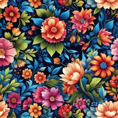 Vivid Floral Garden Seamless Pattern