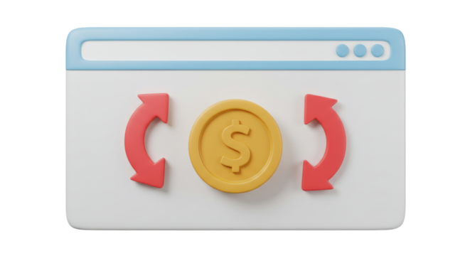 Isolated Currency Exchange Symbol with Dollar Coin and Arrows for Money Transfer