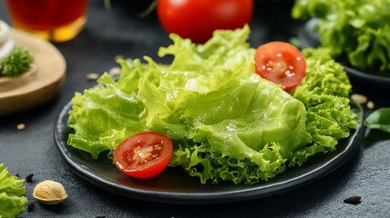 Fresh salad with lettuce and cherry tomatoes