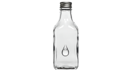 Isolated Glass Bottle with Water Drop Experiment Science