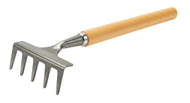 Isolated Garden Rake Tool with Wooden Handle Agriculture