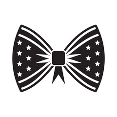 Bow Tie Icon 4th of July Silhouette Vector Art – Patriotic USA Independence Day Illustration