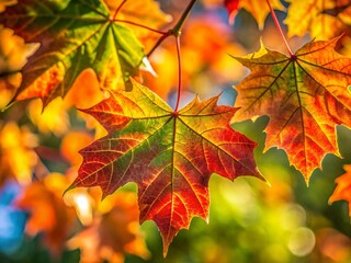 Autumn Sunbeams on a Vibrant Plane Tree Canopy A Stunning Display of Natures Palette in Candid Photography