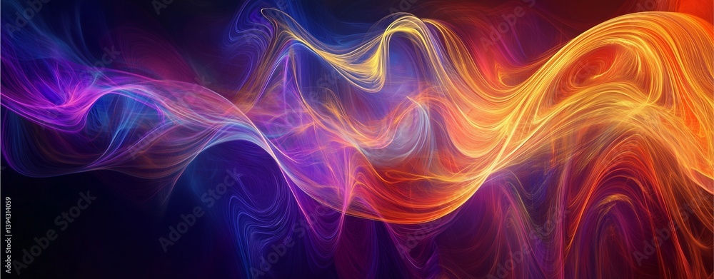 Poster chromatic symphony: a mesmerizing display of abstract art, where waves of vibrant color blend seamle
