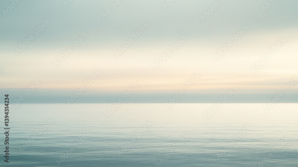 Poster a serene ocean view with gentle waves and soft pastel colors in the sky, creating a tranquil and cal