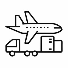 Airplane Freight outline icon on white background