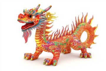 Fototapeta premium Stunning Colorful Chinese Dragon Sculpture