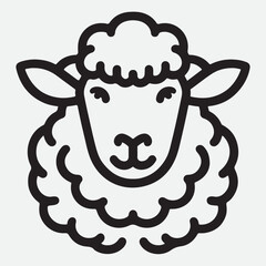 Sheep head line icon, Farm animals concept, lamb sign on white background