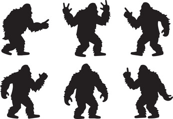 Bigfoot Sasquatch Funny Pose Silhouette Bundle