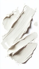 Abstract Brushstrokes of White Oil Paint on a White Background, Texture of Creamy Cosmetic Products