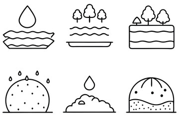 Soil Degradation Line Art Concept Design for Ecological Illustration  