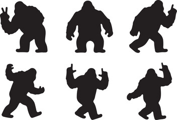 Bigfoot Sasquatch Funny Pose Silhouette Bundle