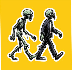 Vector illustrator of drawing line zombie