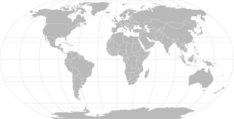 World vector map with country boundaries and graticules (Robinson projection, PPT-compatible & fully editable)