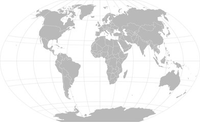World vector map with country boundaries and graticules (Winkel Tripel projection, PPT-compatible & fully editable)