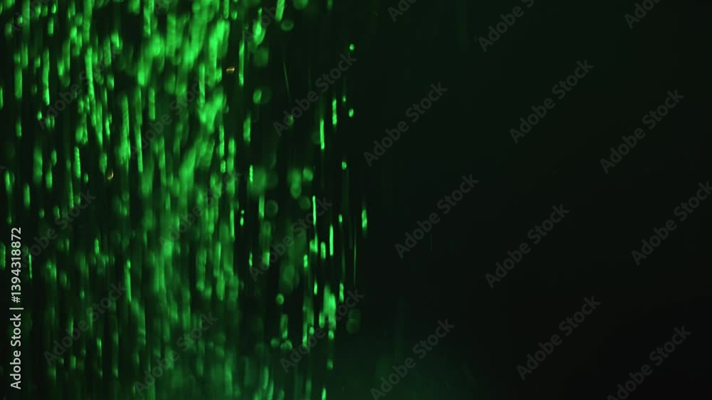 Poster mesmerizing green light streams in the dark: abstract motion concept with bokeh