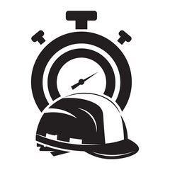 Obraz premium Fast Worker Construction Time Clock Icon