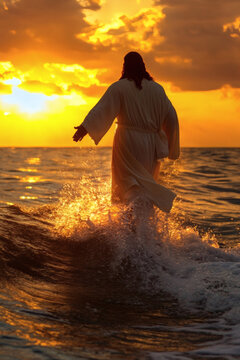 Jesus Christ walking on water