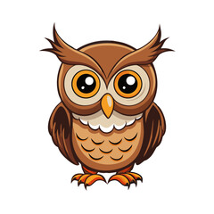 Naklejka premium Cartoon owl with big eyes and detailed feathers