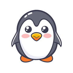 Obraz premium Cute cartoon penguin with blushing cheeks in vector illustration