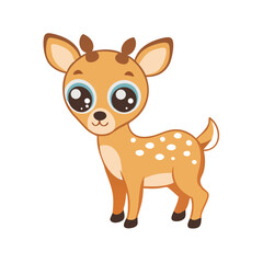 Obraz premium Cute cartoon deer standing with big eyes