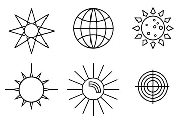 Solar Radiation Line Art Detailed Drawing for Educational Purposes 