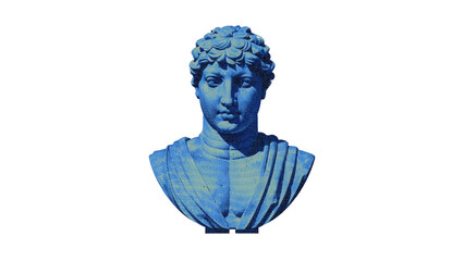 A blue-toned artistic bust sculpture ideal for classic art, design, or museum themes.