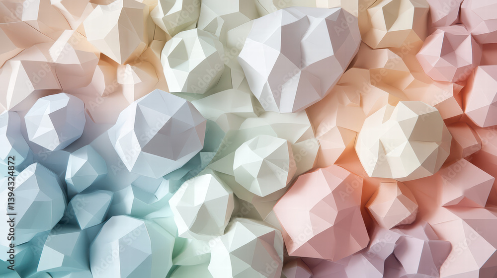 Poster pastel polygonal abstract: this mesmerizing abstract artwork boasts an array of pastel polygons stac