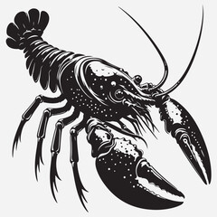 Silhouette illustration of an alien American crayfish. stock illustration