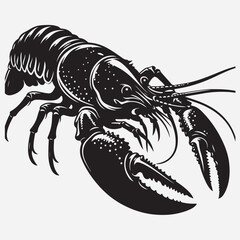 Silhouette illustration of an alien American crayfish. stock illustration