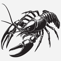 Silhouette illustration of an alien American crayfish. stock illustration