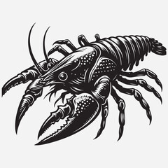 Silhouette illustration of an alien American crayfish. stock illustration