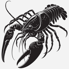 Silhouette illustration of an alien American crayfish. stock illustration