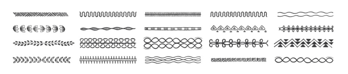 intage hand drawn botanical borders, floral dividers, flowers and branches. Vector isolated elements. Wedding flourish laurel wreaths for invitation card. vector illustration