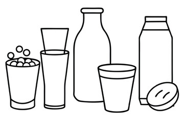 Soy Milk Line Art Creative Design for Detailed Illustration Artwork  
