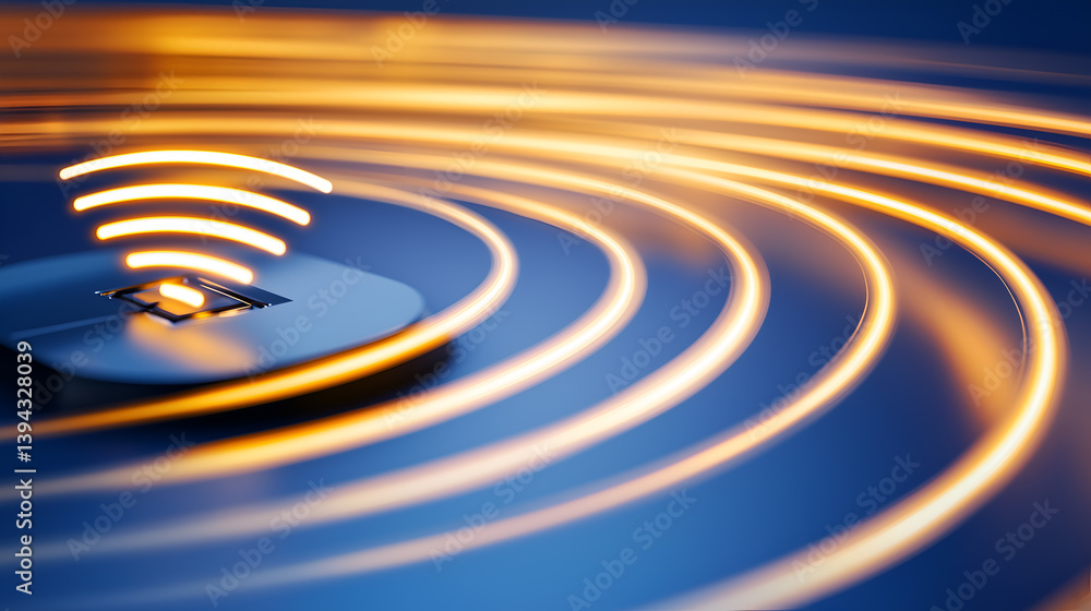 Aufkleber an abstract image of wifi signal waves, emanating from a wireless router, highlighting the concept o