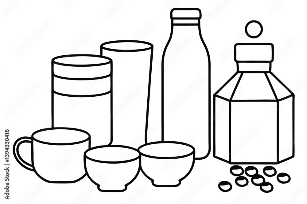 Poster soy milk line art elegant sketch for minimalist design concepts