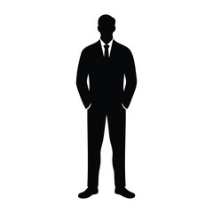Standing Businessman Silhouette with Hands in Pockets Vector Illustration