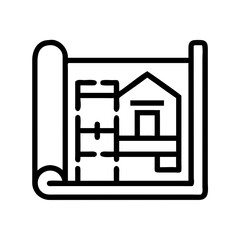 Construction Site Blueprint Rolled Open Icon Design