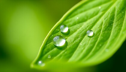 green leaf with drops of water on it
