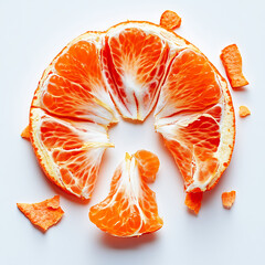 A Vibrant Citrus Sunrise Segments Of A Juicy Mandarin Orange Artfully Arranged In A Circular Pattern Against A Bright Isolated on Transparent Background