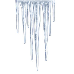 Crystal Clear Icicles Hanging, Glistening In The Winters Chill, A Beautiful Icy Cascade Against A Stark Isolated on Transparent Background